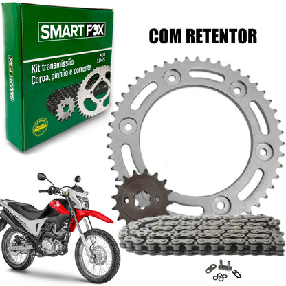 Kit Relação Transmissão Honda Bros 150 2004 Ate 2015 Corrente Com Retentor