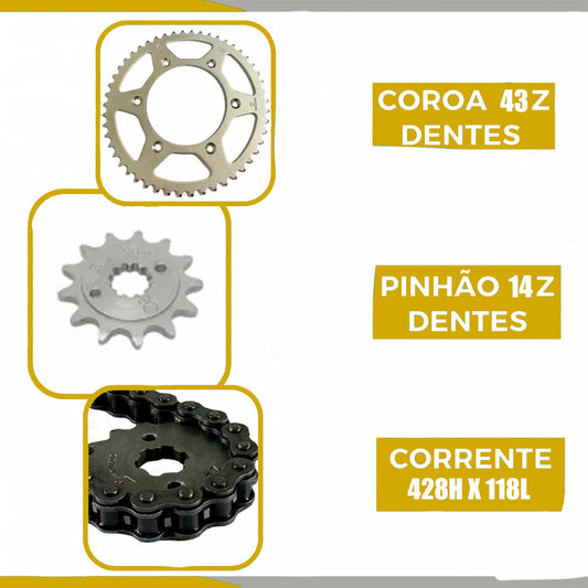 Kit Relação Honda Fan 125 2009 Ate 2013 Aço 1045 Corrente com Retentor