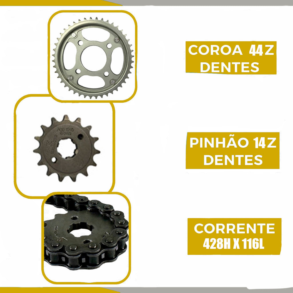 Kit Relação Honda Titan 125 Fan 125 2000 Ate 2008 Corrente com Retentor